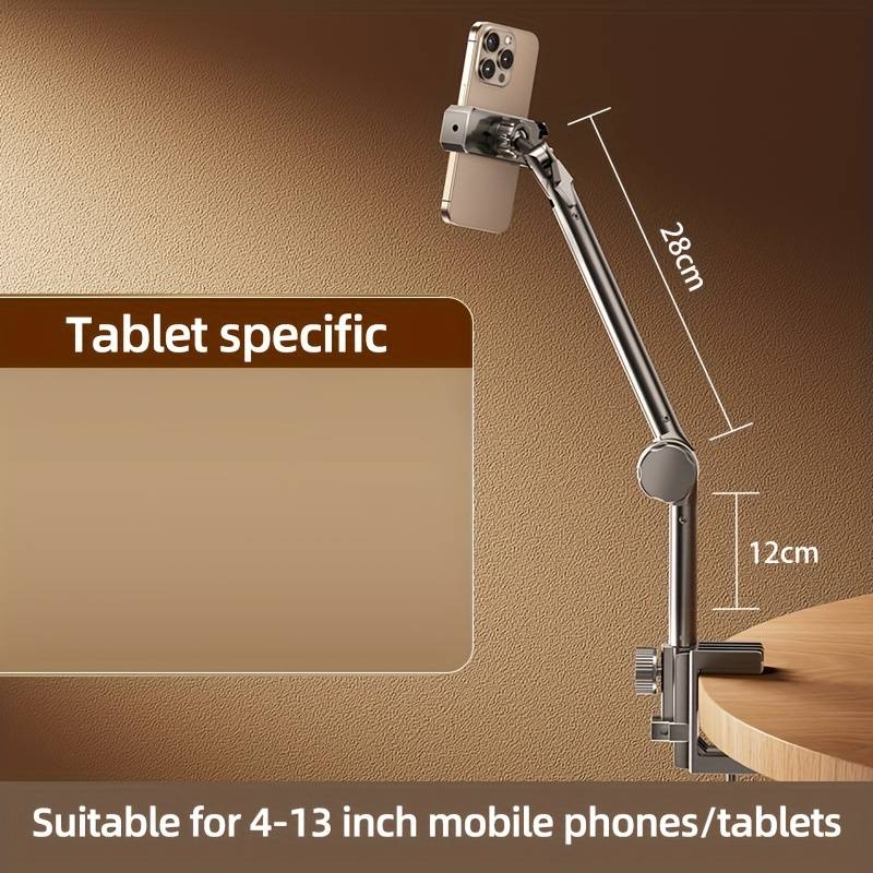 TEMU Tablet And Phone Stand Holder, Gooseneck Cell Holder With 360 Degree Adjustable Clip, Flexible Tablet Mount Clamp For Desk, Compatible With Iphone/ipad/tablet, Black