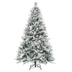 180 cm konstgjord julgran med snö & LED-ljus