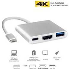Thunderbolt 3 adapter usb typ c hub hdmi-kompatibel 4k support samsung dex mode usb-c dock med pd för macbook pro/air - silver--