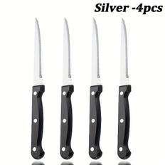 TEMU Options 4pcs Stainless Handle Steak Knife, Bread Knife, Serrated Steak Knife - Western-style Steak Knives Set, Suitable For Home Use, Kitchen, Hotel, Restaurant, Best For Christmas, Thanksgiving