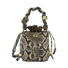 Ganni, Tasker , Dame, Grå, ONE SIZE, Mini Snake Print Bucket Taske