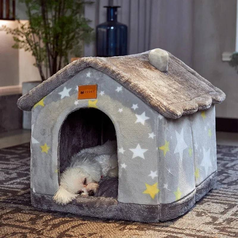 Cosy Pet Basket Bed for Dogs and Cats - Soft Fluffy Cushion - Grey / S 40x32x35cm (S 40x32x35cm)