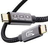 EUDOBEL USB4-kabel med Thunderbolt-kabel 4 3 m, 40 Gbps datakabel, 240 W 48 V/5A, 8K@60Hz 4K @ 144Hz Thunderbolt 3-kabel för iPhone16, iPhone15, Macbook, Galaxy S24, display USB C, iPad, Switch, VR