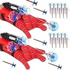 Supmehero Set med 2 Spiderman Launcher Glove Handskar Launcher för Barn Spel Kasta Handskar Spiderman Handskar SpiderMans Barn Spider Mans Cosplay Leksaker Handledsleksaker (Set 4)