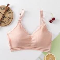 Unga flickor träningsbehå bomullsspets stickning tonårsflickor underkläder sport yoga bralette kvinnor liten väst linne en storlek - orange röd