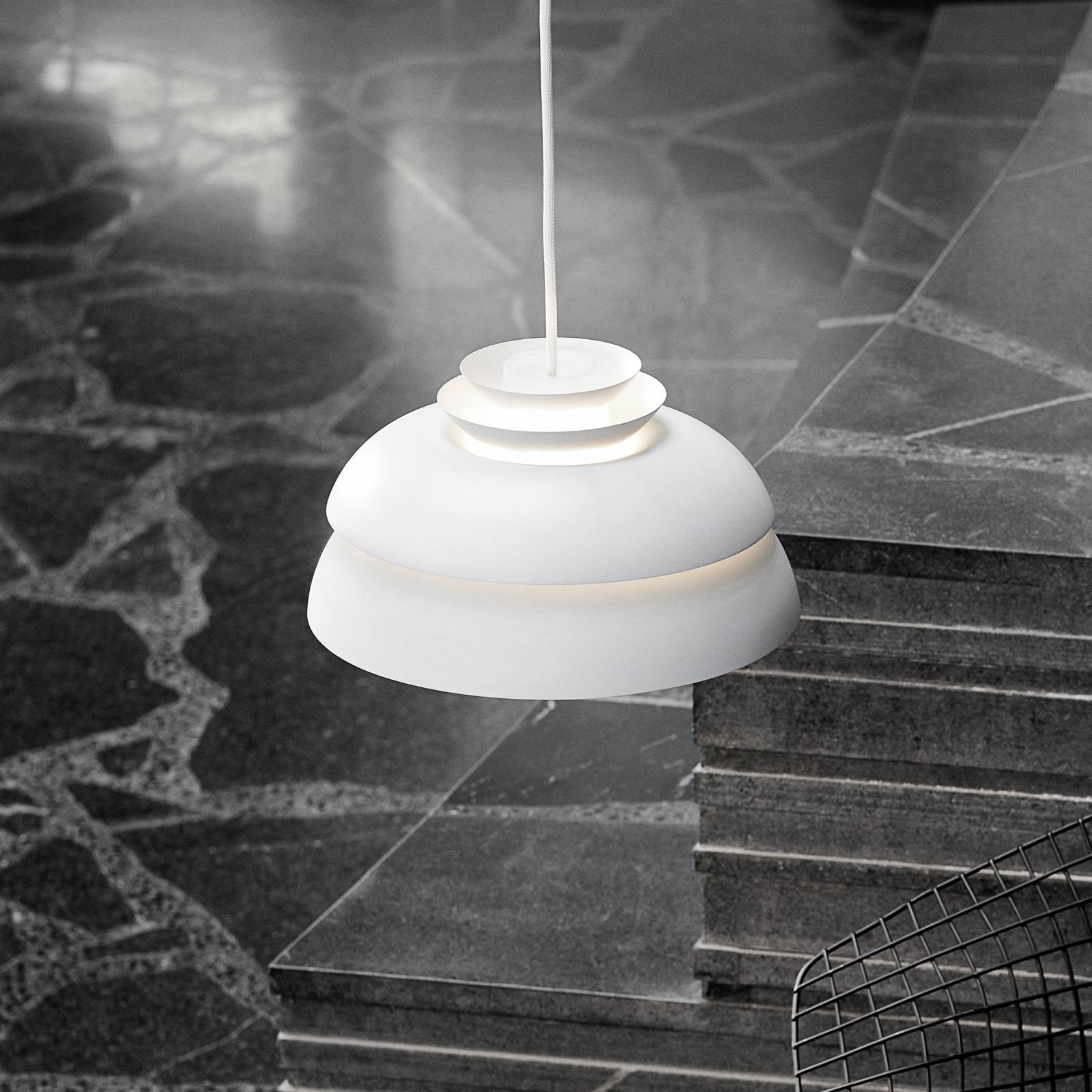 FRITZ HANSEN Design pendellampa Concert P1, dimbar, Vitt / opal, Vardagsrum / matsal, Metall, Design, Pendellampa