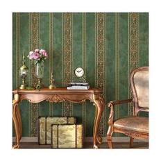 JLWM Barocktapet i fiberduk, 3D, relief, amerikansk, vintage, pastoral, europeisk stil, lyxig, grön A, 0,53 x 10 m