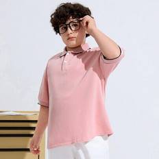 Barn- och tween pojkar förlängd storlek Casual Half-placket stickad pikétröja - Rosa (8P,10P,9P,11P,12P)