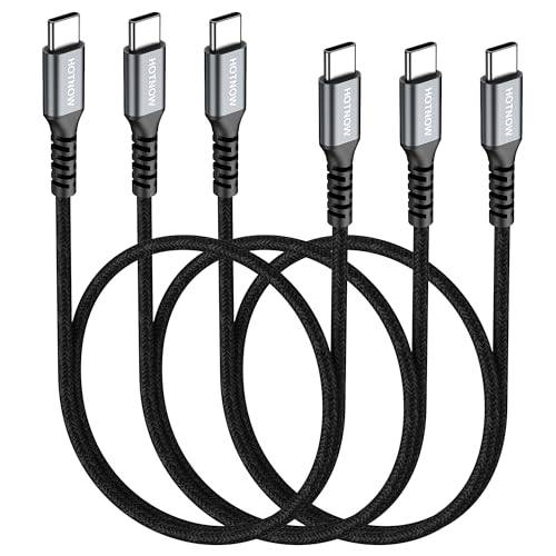 HOTNOW kort USB C till C kabel 0,5 m 3 delar, 50cm USB-C laddare kabel för iPhone 16 15, Galaxy S25 S24 S20 S9, Air 2020, iPad Pro, Power Bank och mer