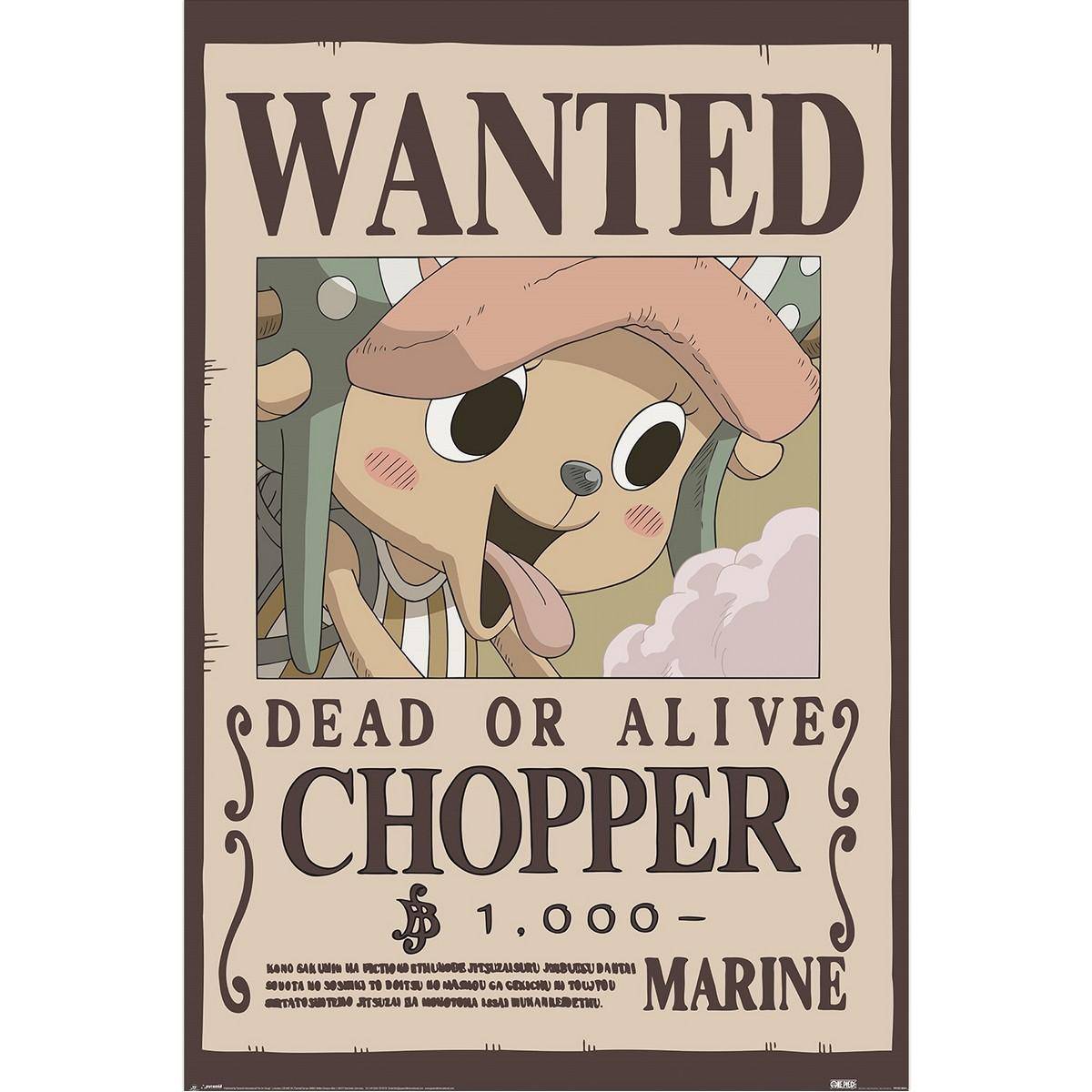 One Piece Wanted Maxi Tony Tony Chopper Paper Poster 91.5cm x svart