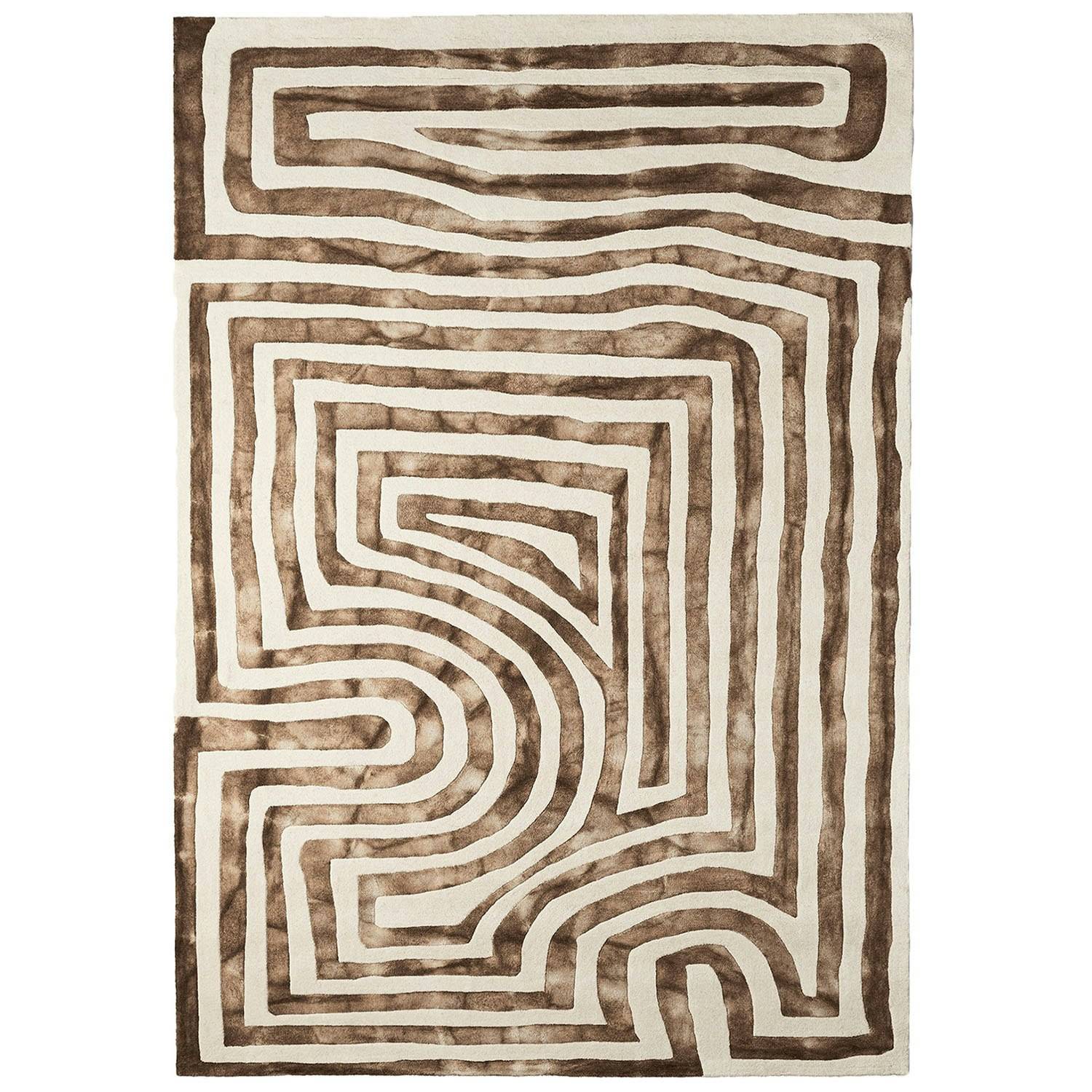 Dusty Deco Psychadelic Labyrinth gulvtæppe 200x300 Cm - Mønstrede tæpper Uld Beige - DD30000029.