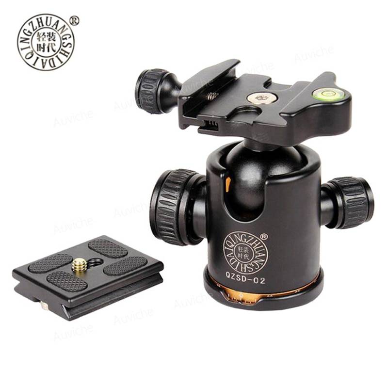 Qzsd q02 kamerastativ kulhuvuden med snabbkopplingsplatta 1/4 " skruv 3/8 " skruvmutter för dslr kamerastativ