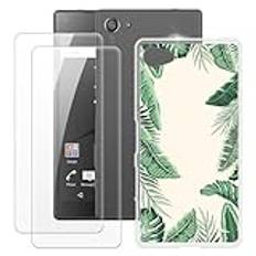 OAGELIM Tillverkad för Sony Xperia Z5 Compact Case + 2 st skärmskydd härdat glas, stötsäker stötfångare mjukt silikon TPU-fodral för Sony Xperia Z5 Compact (4,6 tum)