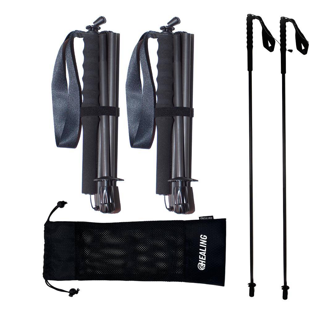 OKHEALING T800 Kolfiber Fällbara Vandringsstavar | Ultralätta Justerbara Vandrings-/Campingstavar gray