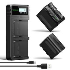 NEEWER NP-F970 Replacement Battery mit LCD Schnellladegerät Dual USB C Akku für Sony FX3/FX30/A7, für Canon R5, für Nikon Z8, Handycam, LED Videoleuchte Monitor, motorisierter Schieber, 2 Stück