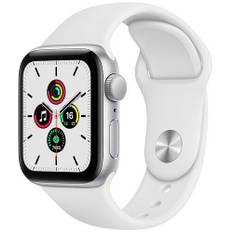 Apple Watch SE Aluminium 40 mm (2020) | WiFi + Cellular | sølv | Sportsrem hvid M/L