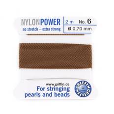 Perlesnor, griffin nylonpower beige m. nål, nylon, 2 m - 2 m / 0,3 mm / Creme