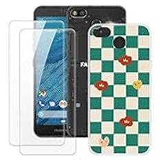 OAGELIM Tillverkad för Fairphone 3 fodral + 2 st skärmskydd härdat glas, ultratunn stötfångare stötsäker mjuk TPU silikon skyddsfodral för Fairphone 3+ (5,7 tum)