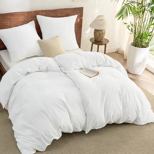 BEDSURE Bettwäsche 135x200 Baumwolle 4teilig - Weiß, 2 Kissen 80x80 cm