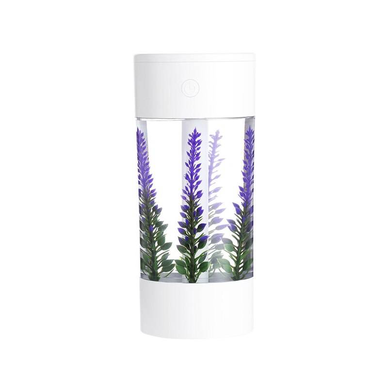 Bil luftfräschare lavendel luftfuktare 3 in 1 ultraljud luftrenare usb fläkt bärbar med led ljus kontor hem dimma maker - Vit