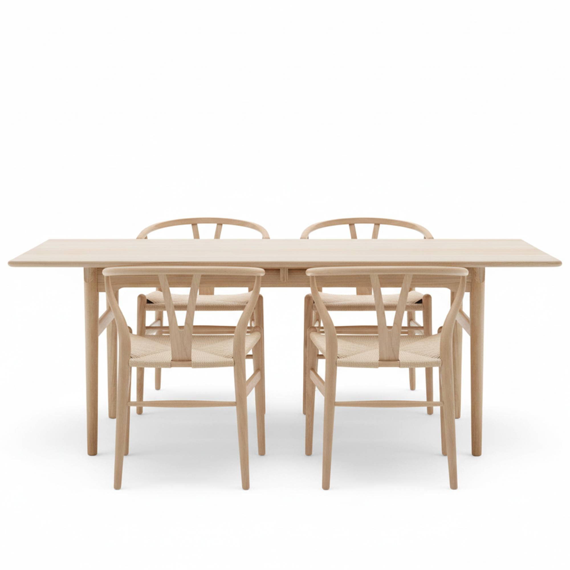 Carl Hansen - CH327 dining table & CH24 dining chairs 4 pcs –white oiled oak - Matbord - Hans J. Wegner - Träfärgad - Papper/Trä