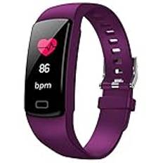 Colour Fitness Tracker med pulsmätare sömnmonitor färgskärm bluetooth smart klocka aktivitetsmätare vattentät stegräknare och kaloriräknare (lila)