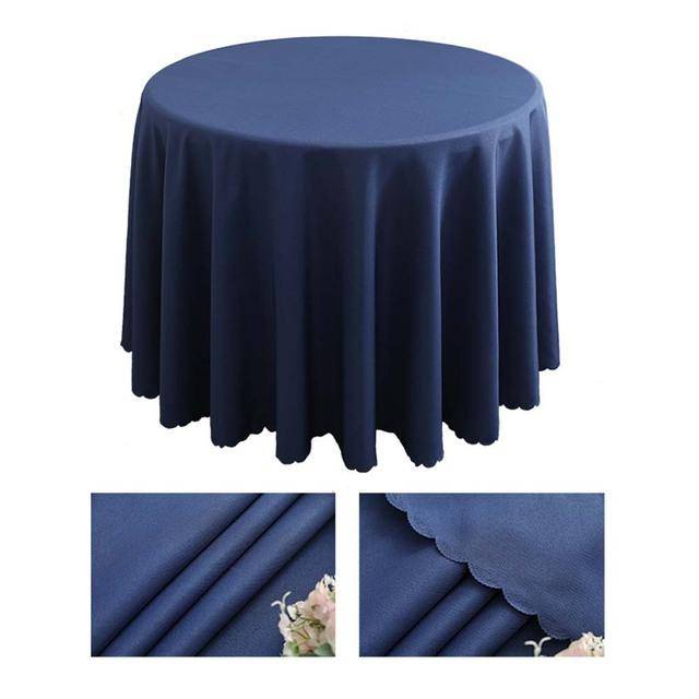 Bankett Bordsduk Rund Bröllopsduk Polyester Dukar Till Matbord Hem Hotell Restaurang Bordsöverdrag Dekor diameter 200cm marinblå färg