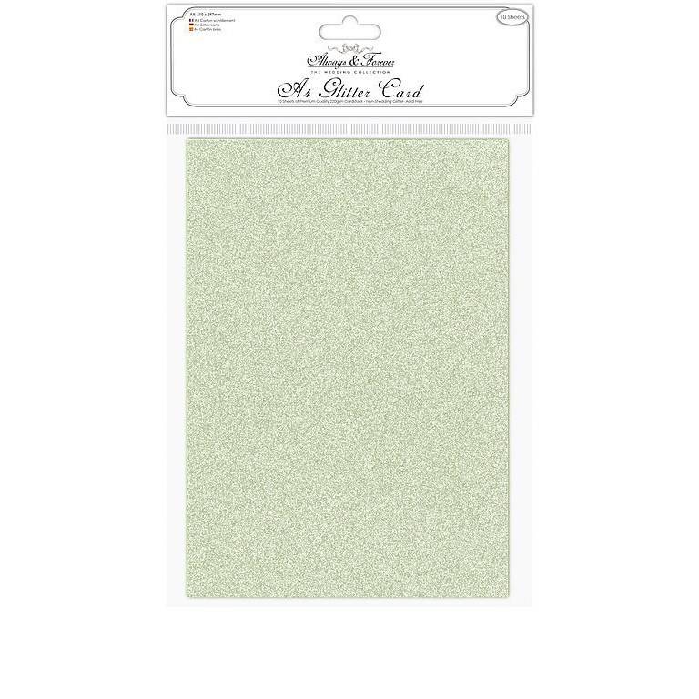 Glittrig Cardstock - Ljus Grön - A4 - 10st