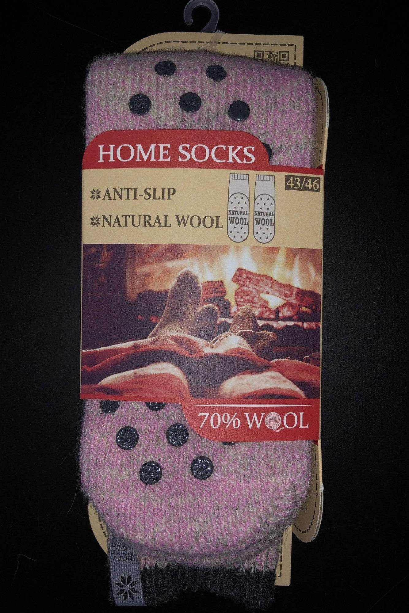 Woolwear skridsikre sokker med silikone dupper - Pink - Pink / 43-46