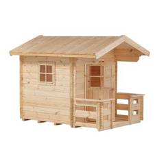 PLUS legehus med terrasse inkl. tagpap, natur/nåletræ, ubehandlet, 134 x 134 cm + 58 cm terrasse