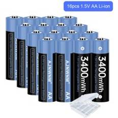 1.5v aa uppladdningsbara litiumjonbatterier 3400 mwh aa 1.5v litiumpolymerbatterier uppladdningsbara aa batterier 1.5v aa batterier - 16 st aa