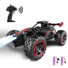 SZJJX Fjärrstyrd bil från 3 4 5 6 7 8+ år barn, 2,4 Ghz RC billeksak med LED-lampor, legeringshölje, 15 KM/H racerbil fjärrstyrd, 2WD RC Car Crawler present flicka pojke svart röd