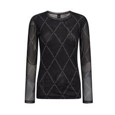 Hype The Detail Printed Mesh bluse, sort, Størrelse: L, Dame