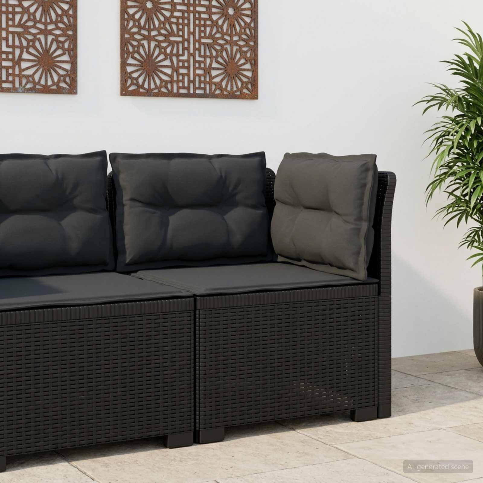 1-personers Havemøbelsofa med Pudefyld Rattan Look PP Antracit
