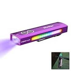 Wurkkos HD01 365nm UV-lampa, uppladdningsbar LED-lampa 1 200 lumen, trefärgad vit, UV, RGB, sex belysningslägen, magnetisk ficklampa för camping, underhåll och reparationer