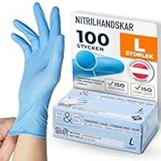 ISC Hygiene & Safety nitrilhandskar L, engångshandskar, engångshandskar, matlagningshandskar livsmedel - 100 st storlek 9 stor blå - puderfri latexfri - gummihandskar engångs