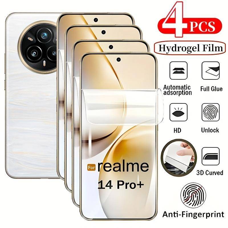 4 st hydrogel-film för Realme 14 Pro Plus 14 Pro 14X 14 13 Plus 13 12 11 Pro Plus 5G 12 11 Anti-fingeravtryck Glas