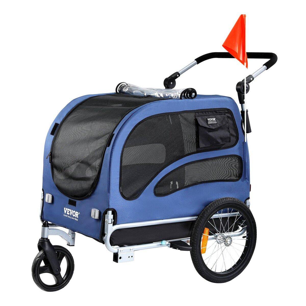 Dog Bike Trailer, Supports up to 100 lbs, 2-in-1 Pet Stroller Cart Bicycle Carrier, Easy Folding Cart Frame with Quick Release Wheels, Universal