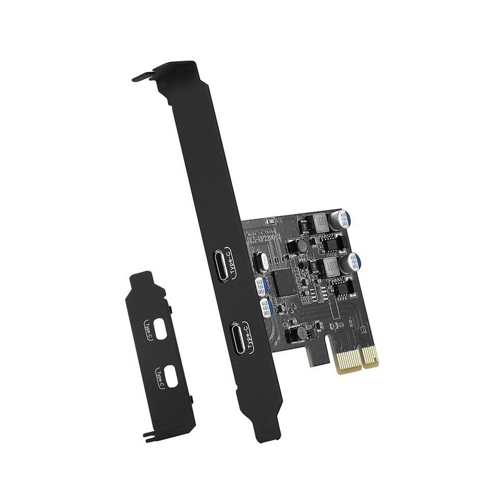 5Gbps PCIE 1X to Dual USB C Expansion Card PCI Express X1 to 2Port TYPE-C Extender Convert Card Riser for Computer PC