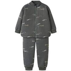 Name It Termokläder m. Fleece - NmmMåne - Grey Kritstripe - Name It - 6 år (116) - Termokläder