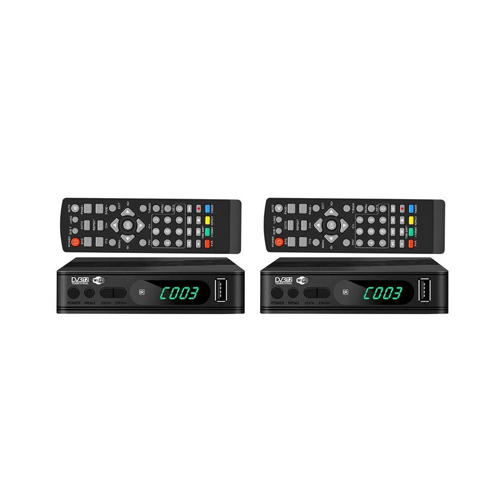 2X DVB-T2 TV Tuner Terrestrial Satellite TV Receiver Digital TV Decoder HEVC DVBT2 H.264 HD USB Set Top Box EU Plug.