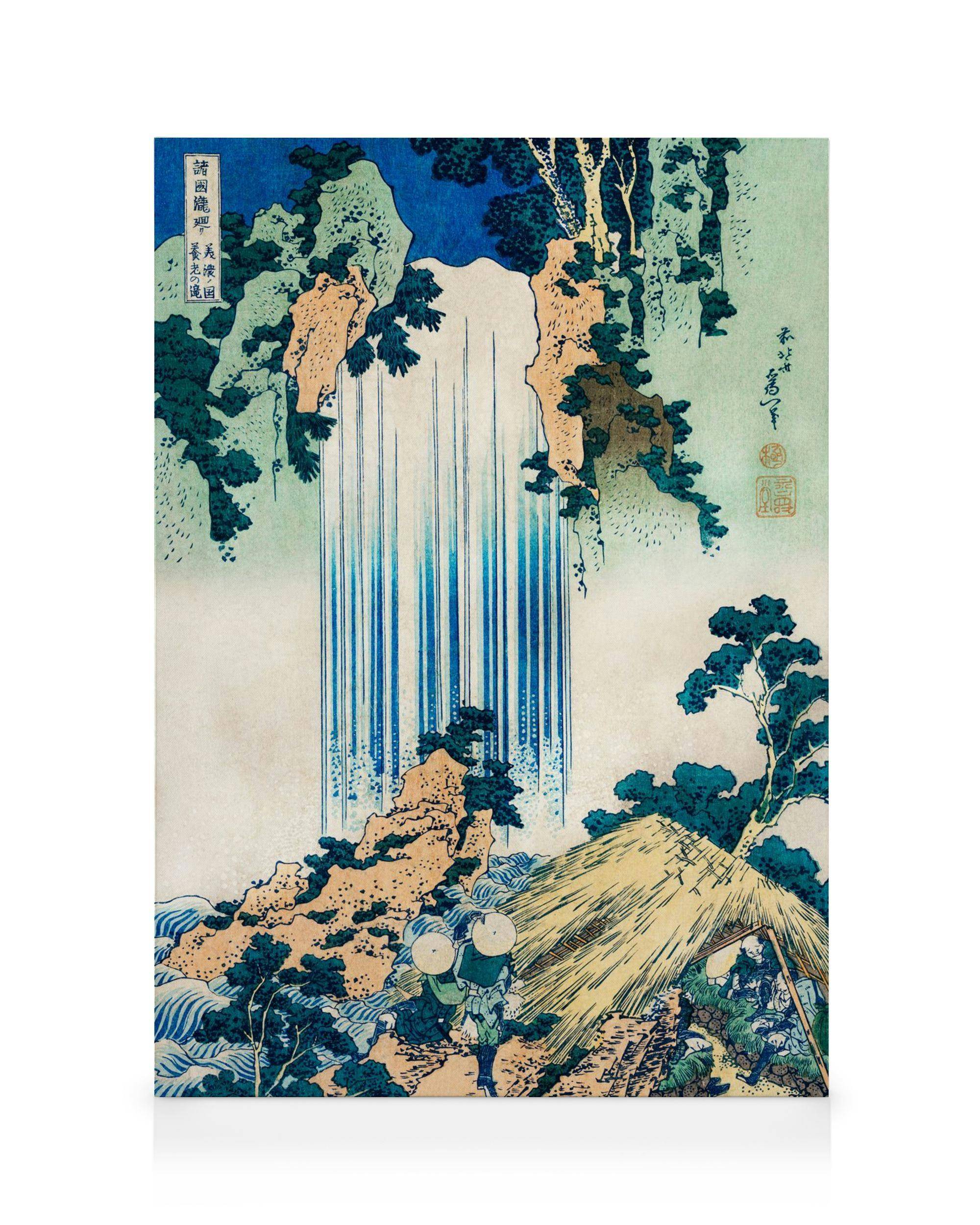 Canvastavlor Hokusai - Yoro Waterfall in Mino Province Canvastavla (30x40 cm - Svart ram)