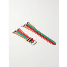 La Californienne - Striped Leather Watch Strap - Men - Orange