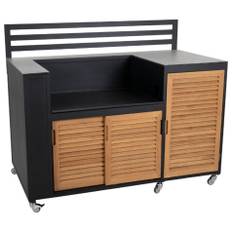 Fornax utekök för grillinsats svart/teak - Svart/Träfärg