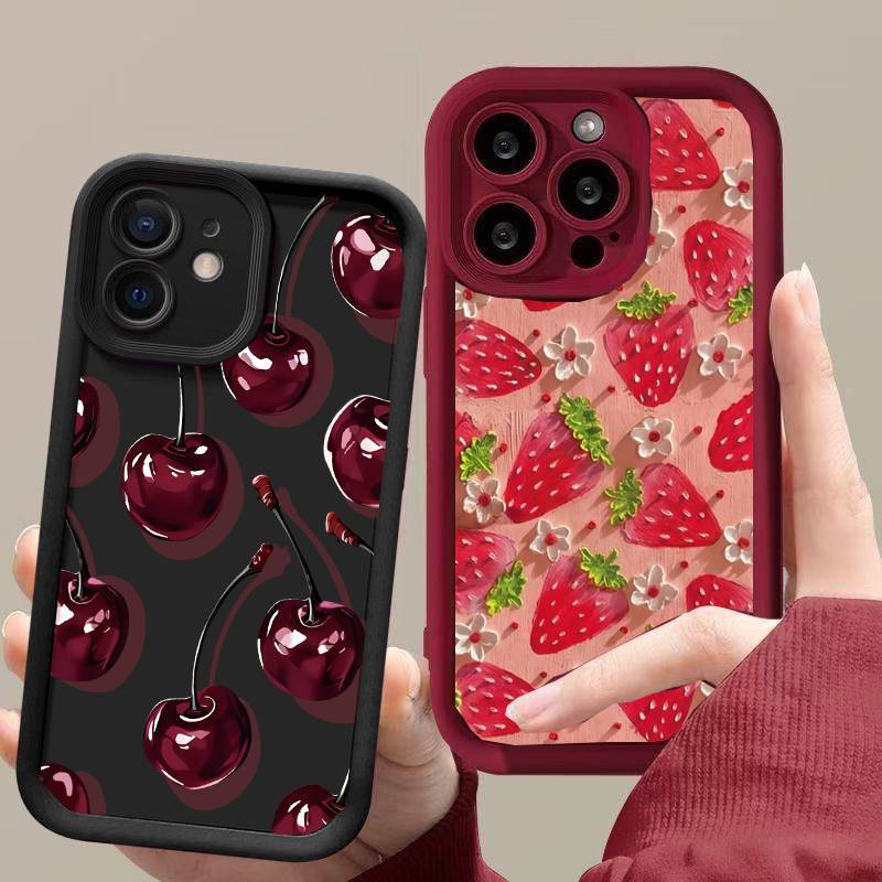 Phone Case For Oneplus 15 13 13T 12 12R 11 11R 10R 8T NORD CE 6 5 2 3 4 LITE 5G NORD 5 Red Strawberry Cherry Pattern Back Cover