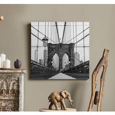 Svart och vit brooklyn bridge 3d canvas bilder