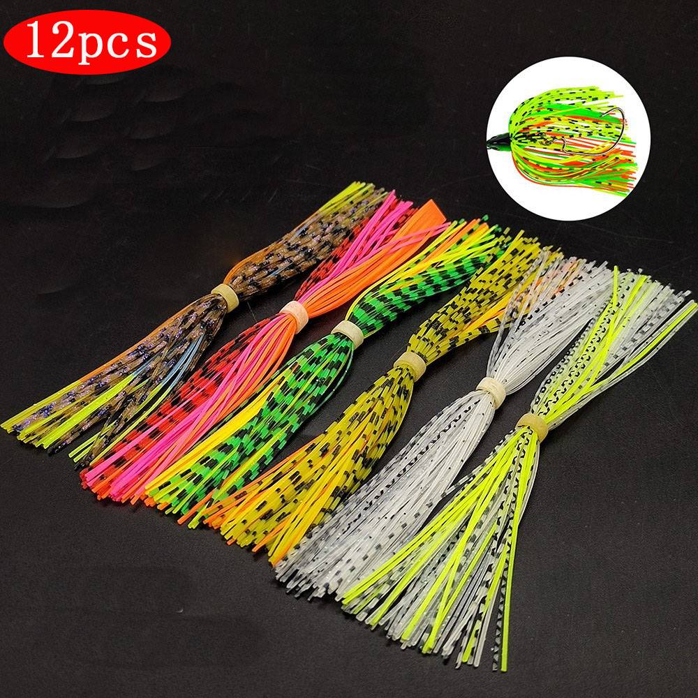 12 Bundle Mixed Color Silicone Skirts Fly Tying Material For Spinnerbait Buzzbait Rubber Jig Lures Barred Squid Skirts