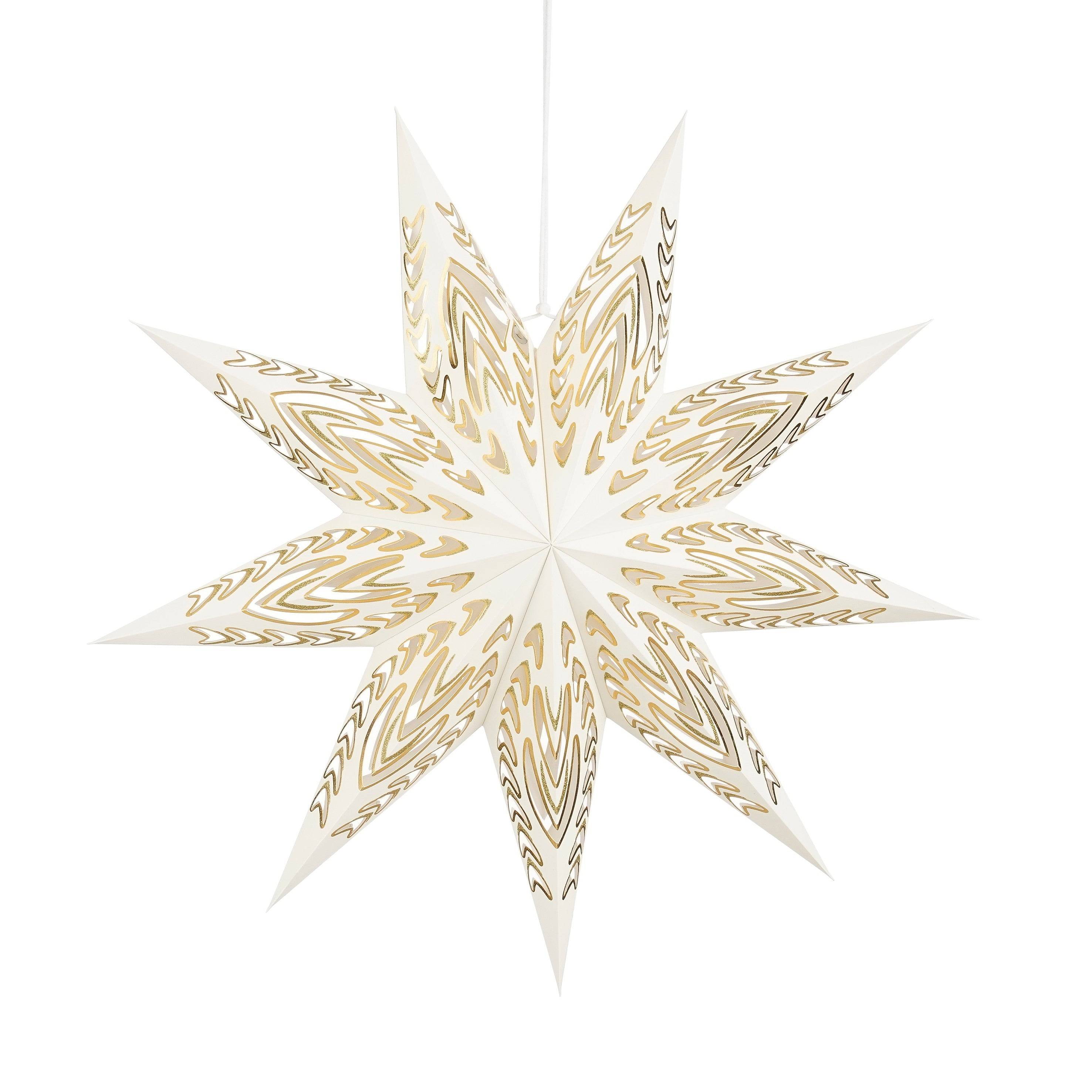 Stjerne med mønster off white 60 cm i dia