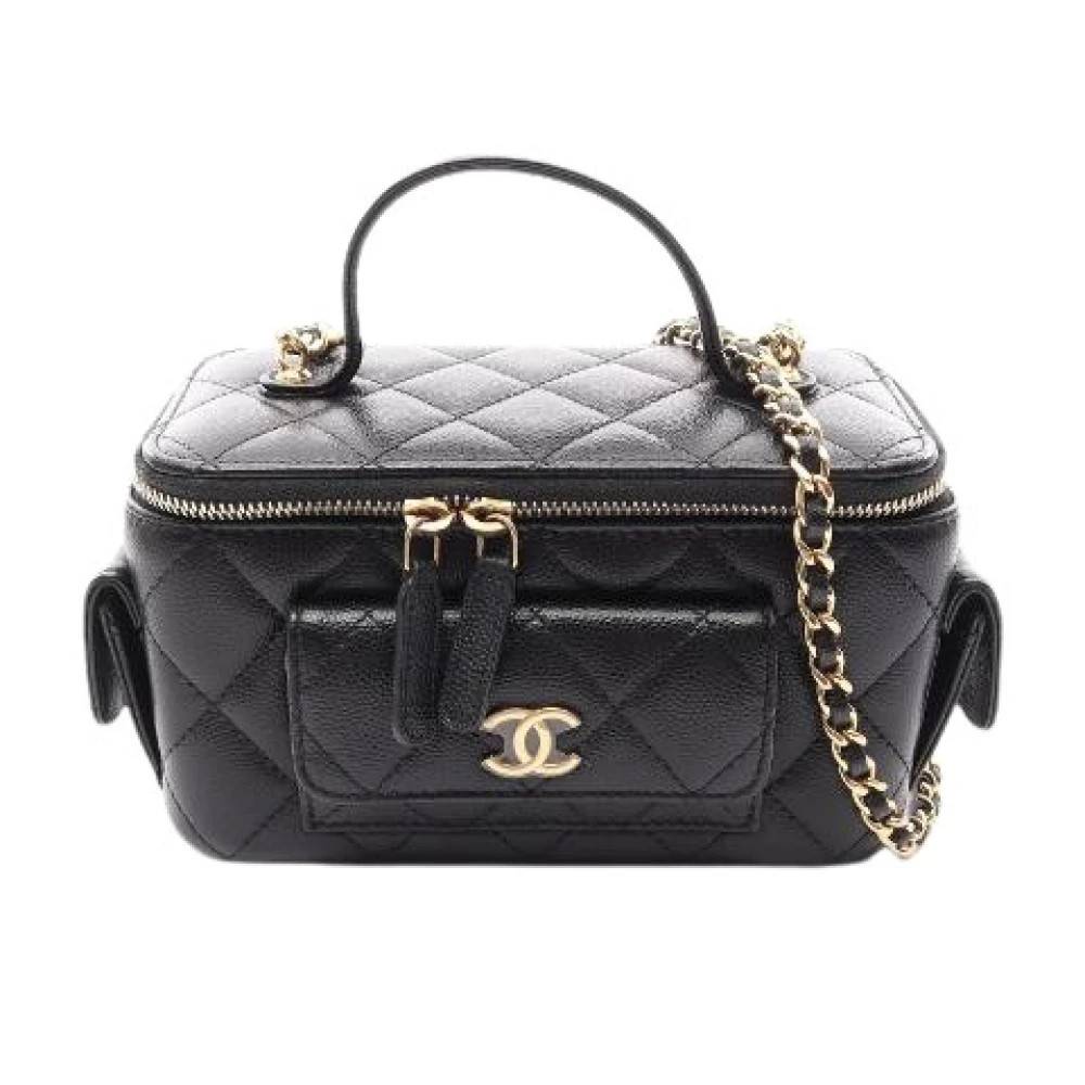 Chanel Vintage Pre-owned Matelassé Vanity Bag 2Way Skuldertaske - Vintage - Dame - Sort - ONE SIZE - Uld