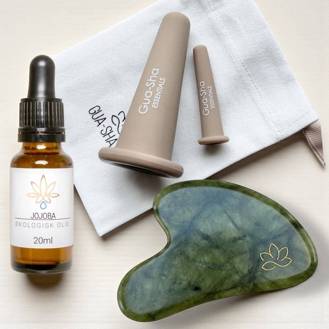Gua Sha & Cupping Sæt - Komplet Startpakke med Olie
